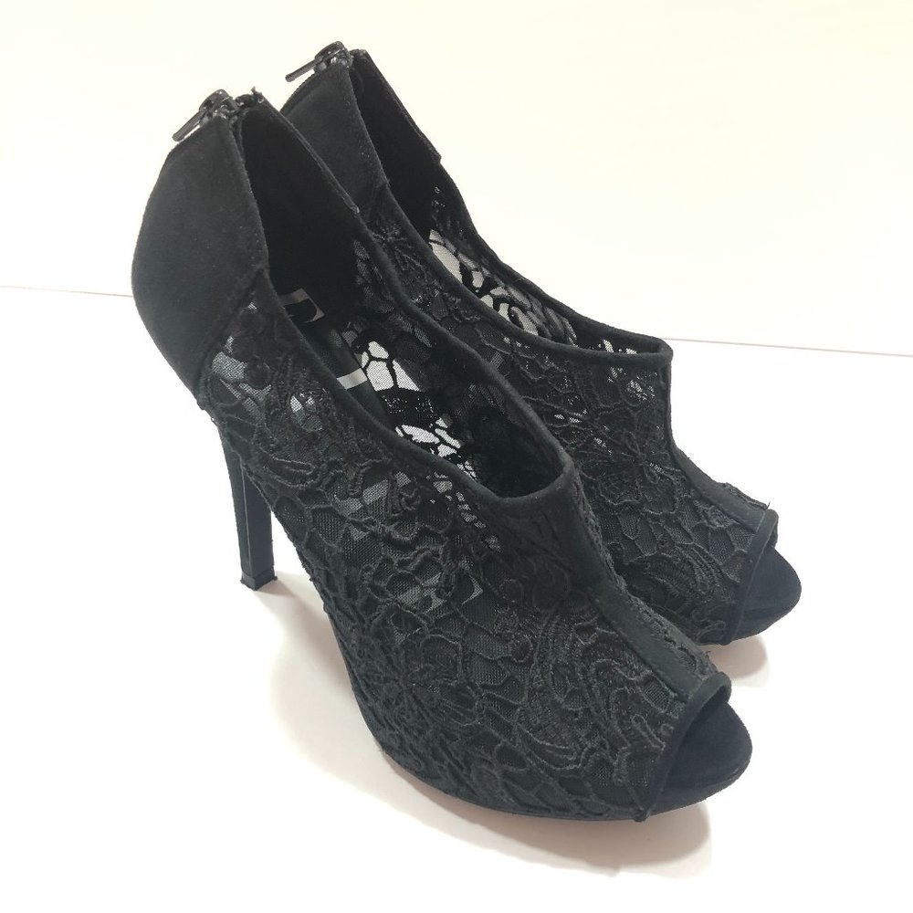 elle women's pumps black lace heels size 10